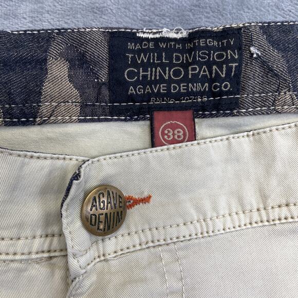 Agave Slouchy Taper Cargo Pants Men's Size 38 Twill Beige - Picture 3 of 9